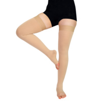 Bas de contention gradués à circulation d'usine, soutien des jambes, à bout ouvert, hauteur cuisse, compression 30-40 mmHg avec bande en silicone