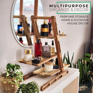 Solid Wood Three Tier Storage Rack 3 Floors Foldable <b>Desktop</b> Kitchen Fruit Vegetable Snack Display <b>Shelf</b> - Product Image 5