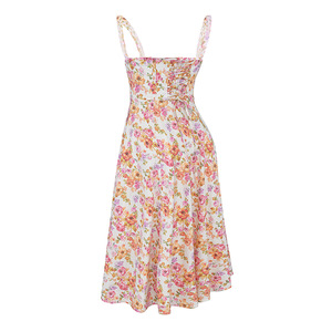 Vestido Midi informal de verano para mujer, vestido con estampado Floral de corte bajo sin mangas, vestido dulce con tirantes, vestido de temperamento sin espalda a la moda - Product Image 5