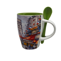 Série de saisons colorées 340ml Tasses en céramique Design classique avec souvenirs et cuillères attrayants en boîte pour les fêtes et les visites