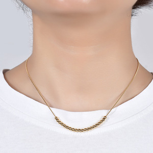 European American Style 20 Round <b>Sphere</b> 4Mm Stainless Steel Necklace For Women Trendy Versatile Daily Wear - Product Image 3