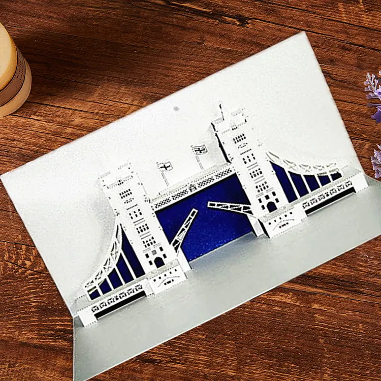 London Tower Bridge 3d pop up building cards landmark kirigami postcards paper die cut handmade 3d invitation cards