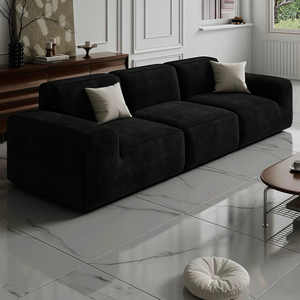 Canapés compressés modernes en tissu velours côtelé chenille noire sans cadre éponge pour salon, <span class=keywords><strong>canapé</strong></span> à compression sous vide - Product Image 2