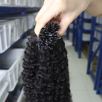 Extensions de cheveux brésiliens vierges Remy 100 % purs, personnalisées directement en usine, 100 grammes, 16-24 pouces, 10A, bouclés crépus, à micro-anneaux