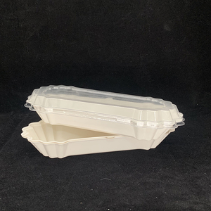 Wholesale And Custom Biodegradable Disposable Cornstarch Pp Bio-Based White Fluted Hot Dog Desert Packing Box Hot Dog Tray