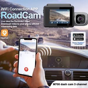 DVR mobil 4K <span class=keywords><strong>2</strong></span> inci, kamera dasbor 3 saluran 4K dengan Wi-Fi, sistem pemosisian Global, depan, belakang, dan Interior 4K 3 kamera - Product Image 4