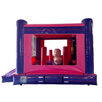 Château gonflable commercial en PVC rose et violet pour les fêtes d'enfants
