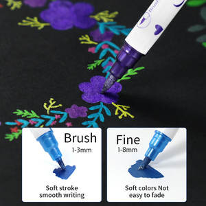 Somagi spidol Glitter logam ujung lembut, spidol akrilik untuk lukisan DIY karton hitam - Product Image 5