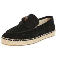 Mocassins Espadrilles Marron en Daim à Pompons pour Hommes, Vente en Gros, Logo Personnalisé OEM ODM, Semelle Intermédiaire en Chanvre Faite à la Main, Semelle Extérieure en Caoutchouc, À Enfiler, Été