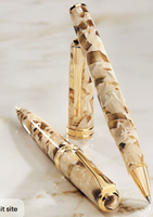 Collection de stylos à bille de luxe en métal doré avec perle, texture gravée, coque décorative personnalisée