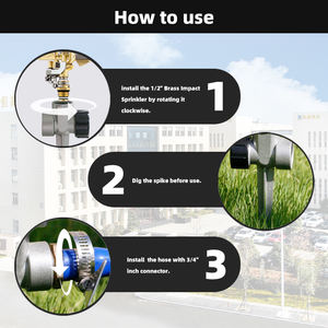 360 derajat pertanian air irigasi dampak sprinkler dengan logam lonjakan - Product Image 4