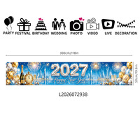 Bannière Murale Urbaine Bleu Or 2027 Nouvel An Panorama Urbain Affichage Mural Compte à Rebours pour Événements, Achat en Gros, Portable en Polyester