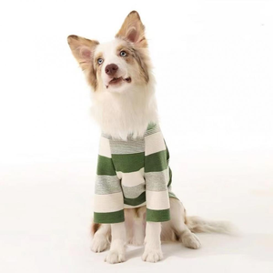 T-shirt rayé respirant et doux pour chien, vêtements rétro simples pour animaux de compagnie, tenue décontractée quotidienne pour chiens de taille moyenne à grande, Golden Retriever, Labrador - Product Image 2
