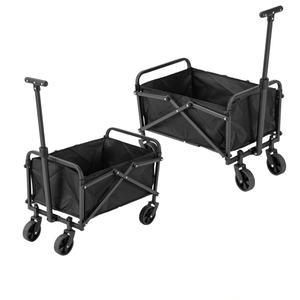 Outdoor Opvouwbare Winkelwagen Picknickwagen Camping Kar Met Opbergplatform 40l Vierwielig Stalen Frame - Product Image 1