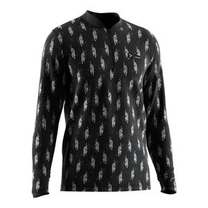 Polo décontracté à manches longues avec fermeture éclair et rayures fines pour homme, col montant, sublimation tendance - Product Image 3