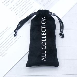 Luxury Custom Black Velvet Jewelry Gift <b>Pouch</b> Velvet <b>Drawstring</b> Necklace Storage Bag - Product Image 1