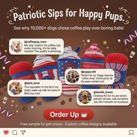 Jouets couineurs pour chiots Jour de l'Indépendance, en peluche douce, tasse à café, drapeau américain, jouets à mâcher pour chiens, jouets interactifs pour animaux de compagnie, durables et rembourrés