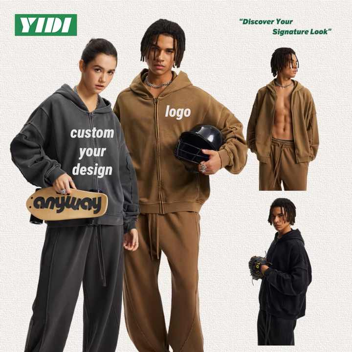 Yidi YIDI 2025 Winter Heavy Weight 430GSM Hoodie Men Multi Color Stitching ...