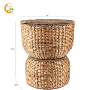 Paniers de rangement durables en rotin de jacinthe d'eau, couleur et taille personnalisées, style antique minimaliste, du Vietnam - Product Image 2