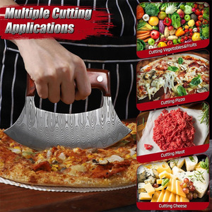 Cortador de Pizza de Acero de Damasco Hecho a Mano, Cuchillo de Cocina Afilado con Mango de Madera, Cortador de Pizza de Damasco Premium - Product Image 6