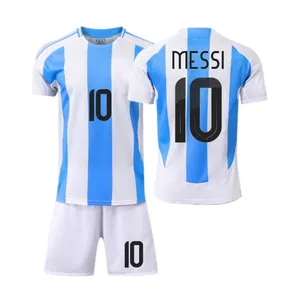 OEM Messi Shirt Quick Dry 100% Polyester Soccer Uniform Argentina Soccer Jersey Short Set