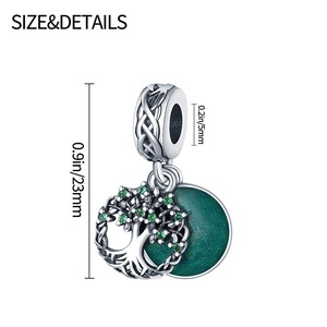 Breloque porte-bonheur en laiton blanc sertie d'un pendentif en forme de fer à cheval trèfle à quatre feuilles en émail vert, bracelet DIY - Product Image 5