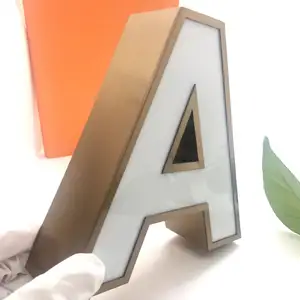 Custom backlight stainless steel luminous 3D letter logo LED outdoor advertising sign