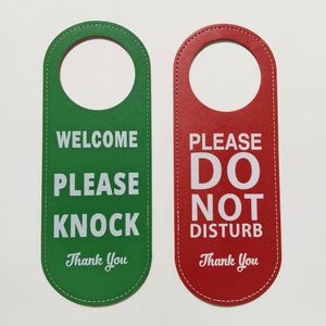Panneau de porte « Ne pas déranger » en cuir PU écologique, design moderne, recyclable, logo personnalisé pour hôtel, bureau, usage domestique - Product Image 3