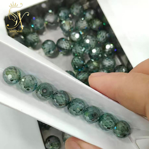 Perles de moissanite personnalisées en gros pour la fabrication de bijoux, de 3 mm à 14 mm, perles en vrac, blanc, bleu, vert, <span class=keywords><strong>diamant</strong></span> VVS, perles de moissanite en vrac - Product Image 2