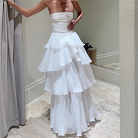 Robe de soirée élégante pour femme, style décontracté, en mousseline de polyester blanche, sans manches, longueur ras du sol, pour l'été