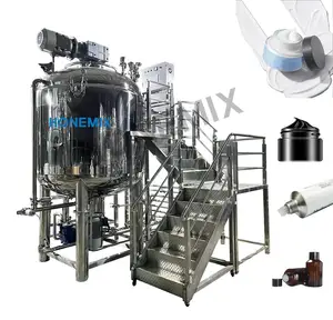HONE 3000L Butter Cream Stainless Steel Fixed Lid Vacuum Mixing Tank With Homogenizer Custom Horizontal Mixing Motor
