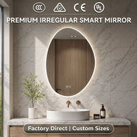 Miroir LED intelligent sans cadre pour salle de bain, avec interrupteur tactile, grand format, en verre irrégulier, indice de protection IP44, pour salon - Vente en gros usine