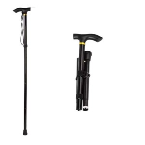 Bâton de marche télescopique pliable, réglable en 5 sections, en alliage d'aluminium, antidérapant, pour personnes âgées, support pour la randonnée en plein air - Product Image 3