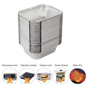 Caja Rectangular de 450 ml para Comida Rápida para Llevar, Bandejas Desechables de Aluminio, Envase de Papel de Aluminio de Grado Alimenticio con Tapa - Product Image 4