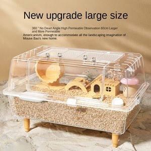 Lüks büyük uzay <span class=keywords><strong>Hamster</strong></span> kafes şeffaf 60 akrilik soba üst tavuk besleme kutusu katı altın ayı malzemeleri düğme plastik - Product Image 4