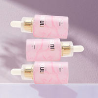 Flacon compte-gouttes en verre rose à motif marbré de 30 ml, flacon vide pour sérum cosmétique, huile essentielle, emballage