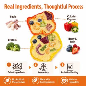 Snacks Naturales Orgánicos Liofilizados <span class=keywords><strong>de</strong></span> Calamar y Pimiento para Perros, Altos en Proteínas, Sin Granos, Altamente Nutritivos, Sellados Individualmente, <span class=keywords><strong>Venta</strong></span> a Granel - Product Image 3
