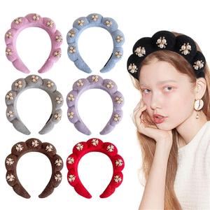 Diadema Vintage de Perlas para Mujer, Diadema Deportiva de Esponja Trenzada para Maquillaje, Accesorios para el Cabello - Product Image 3