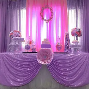 Sıcak satış aile ziyafet düğün Glitter 3mm menekşe masa örtüsü kapak dikdörtgen 60x120 inç pullu mor masa örtüsü