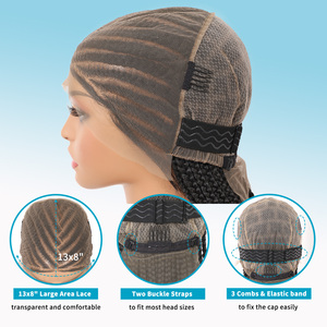 36 "afro phong cách cornrow bện tóc giả cho phụ nữ 13x8 HD ren phía trước tổng hợp hộp bện bé tóc trung chia tay pha trộn bện - Product Image 2