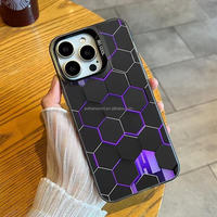 Coque de téléphone antichoc durable en TPU avec motif géométrique 3D nid d'abeille estampé à chaud, impression couleur sur la coque arrière pour