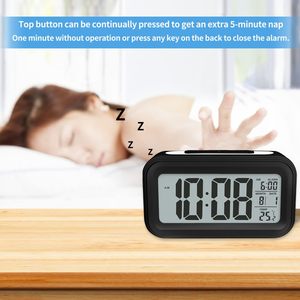 <b>Digital</b> LCD Alarm Clock with <b>Calendar</b> Thermometer <b>Digital</b> Desk Clock With Backlight Snooze Mute for Outdoor Home - Product Image 2