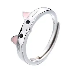 时尚优雅奢华S925纯银电镀生肖戒指精致雕刻可调开鼠标戒指