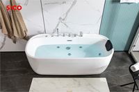 Grande baignoire à remous autoportante en acrylique moderne de 1.8m pour 2 personnes avec double jet Robinet de bain de massage pour salle de bain pour hôtels