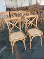 Chaise de salle à manger rétro en bois massif avec dossier, chaise de mariage, tabouret rustique en bois pour la maison, chaise à dossier croisé