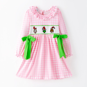 <span class=keywords><strong>Robe</strong></span> d'hiver décontractée pour bébés et jeunes enfants, filles, à manches longues, à carreaux roses, avec broderie <span class=keywords><strong>de</strong></span> personnages, en stock, ODM - Product Image 2