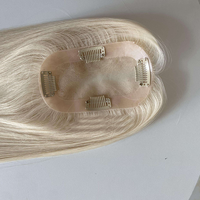 Perruque légère 3x5 pouces, petite, blond platine # Topper capillaire mono-filament 60 pour femmes, pour ajouter du volume, noué à la main