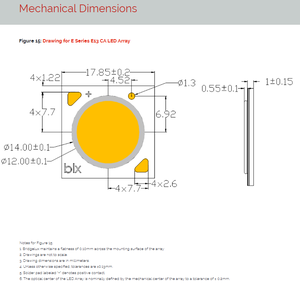 Chip LED COB de Alta Potencia Bridgelux BXKC-50E4000-E-14, 80CRI, 3048LM, 4000K, Blanco Frío, 19.8W, 17.85x17.85mm, Ángulo de Visión de 120° - Product Image 6