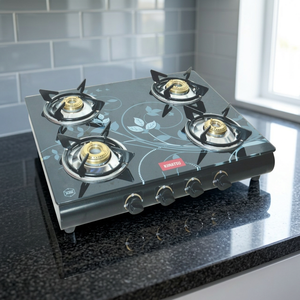 Gas Cooktop 4 High Efficiency Brass Burners Heat-Proof Toughened Glass Surface CE Certified 1 Year Warranty Table Auto/Manual - Product Image 3