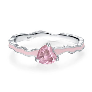 Anel de Prata Esterlina 925 Livre de Oxidação com Zircônia Cúbica Rosa para Mulheres e Meninas, Anel de Compromisso com Revestimento de Ródio, Joias por Atacado - Product Image 5